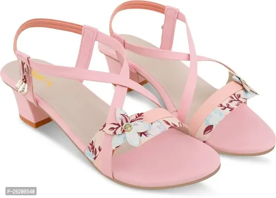 Stylish Pink Synthetic Printed Heels For Women