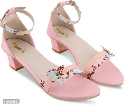 Stylish Pink Synthetic Self Design Heels For Women