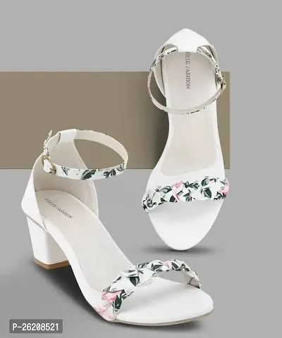 Stylish White TPR Printed Heels For Women