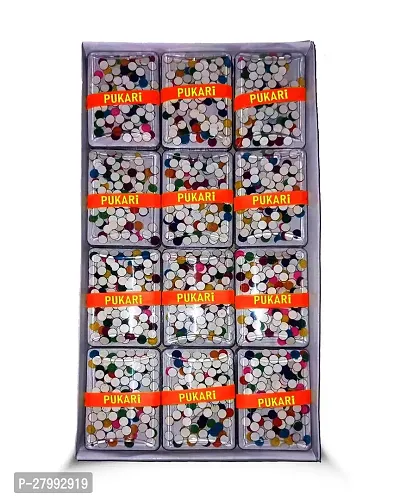 PUKARI Fancy  Multicolor Round shapes (Size 06) for party and Normal life style Indian culture (1box in 12 Pices)