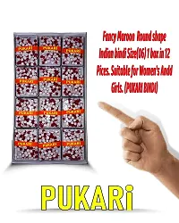 PUKARI BINDI Fancy Red Round shapes  for Women's or girls Indian culture (Size 06 1box in 12 Pices )-thumb1