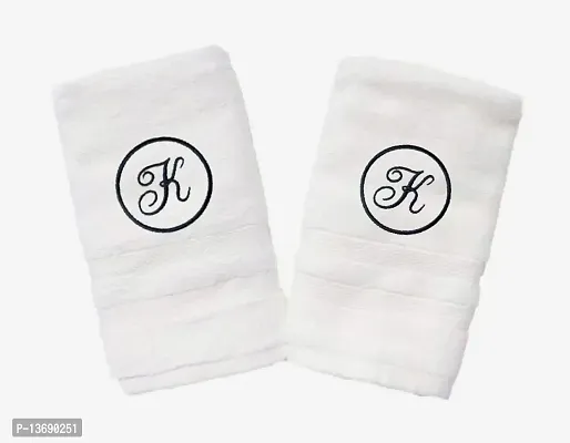 Mrunals Fashion - 150 GSM Hand Towel with Alphabet Embroidery (Pack of 2), Size 16 (W) X 27(L) inch, Black Color Embroidery on White Towel (Black Embroidery X)-thumb0