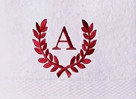 Mrunals Fashion - 150 GSM Hand Towel with Alphabet Embroidery (Pack of 2), Size 16 (W) X 27(L) inch, Red Color Embroidery on White Towel (Red Embroidery M)-thumb1