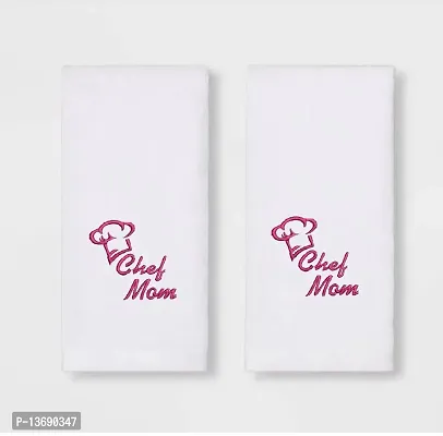 Mrunals Fashion - Gift for DAD  MOM, Special Message Written with Embroidery150 GSM Hand Towel, (Pack of 2), White Towel (Happy Fathers Day)
