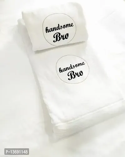 Mrunals Fashion - Gift for Brother & Sister. Message Written by Embroidery on Hand Towel 150 GSM, (Pack of 2), White Towel (Lovely Sister)-thumb0