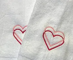 Mrunals Fashion - 150 GSM Hand Towel with Heart Embroidery (Pack of 2), Size 16 (W) X 27(L) inch, Embroidery on White Towel-thumb1