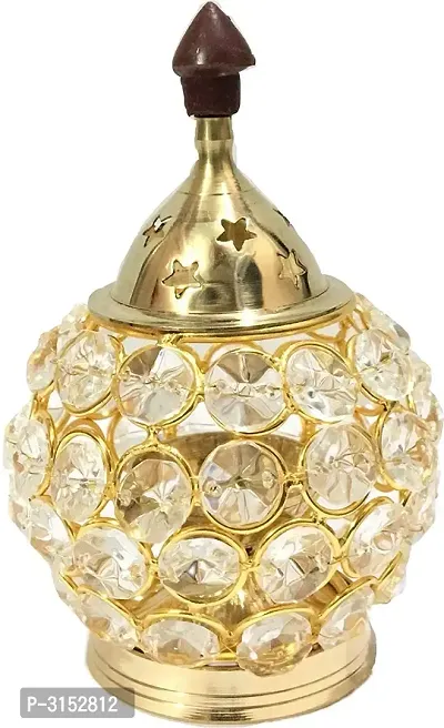 Brass  Crystal Matki Akhand Diya - Crystal Lamp For Puja 4.5 Inch-thumb0