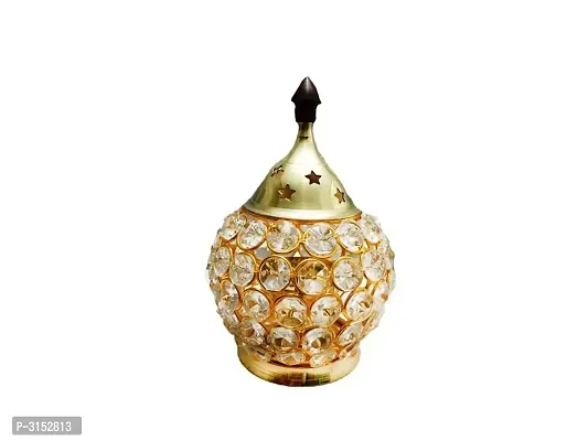 Brass  Crystal Matki Akhand Diya - Crystal Lamp For Puja 5.5 Inch