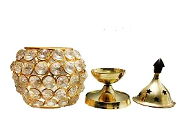 Brass  Crystal Matki Akhand Diya - Crystal Lamp For Puja 5.5 Inch-thumb1