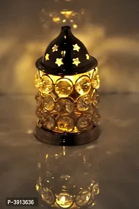 Heaven Decor Heaven Decor Pure Brass small Crystal akhand diya Brass Table Diya Set (Height: 4.2 inch, Pack of 2)-thumb1