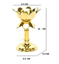 Heaven Decor Gold platted Pure kamal Brass Table Diya Set (Height: 4 inch, Pack of 2)-thumb2