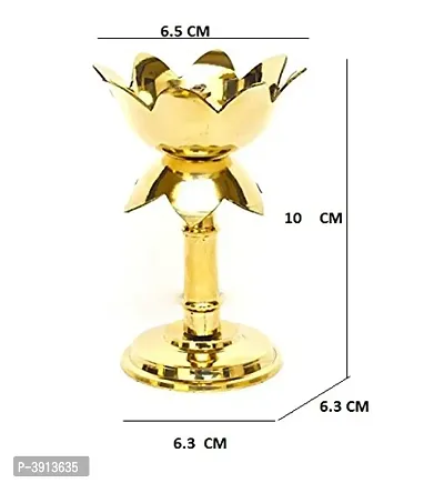 Heaven Decor Gold platted Pure kamal Brass Table Diya Set (Height: 4 inch, Pack of 2)-thumb3