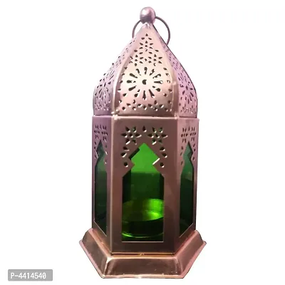 Decorative Green Iron Lantern And Tealight Candle Holder