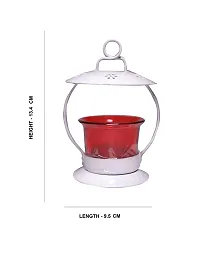 Decorative Red Glass Cup Tealight Candle Holder Hanging And Table Top/ Iron Votive, Festive Lights For Decoration, Diwali Christmas 5.3 Inch-thumb2