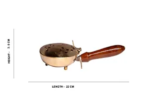 Designer Brass Charcoal Incense Burner, Bakhoor Burner,Loban Burner, Sambrani Dhoop,Dhoop Dhuni With Wooden Handle For Home Decor-thumb3