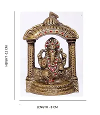 Designer Laxmi Ji And Ganesh Ji  Darbar Religious Temple Brass Idol 5 Inch , Religious Gift Item For Diwali Pooja-thumb2