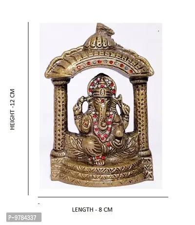 Designer Laxmi Ji And Ganesh Ji  Darbar Religious Temple Brass Idol 5 Inch , Religious Gift Item For Diwali Pooja-thumb3