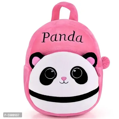 Heaven Decor Panda Velvet Soft Plus Kidds School Bag Nursury class to 5 ( Size - 14 inch ) (color - Pink )-thumb0