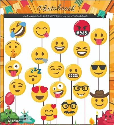 Artlik Handicrafts Funny Emoji Photobooth Props DIY Kit (Pack of 20)