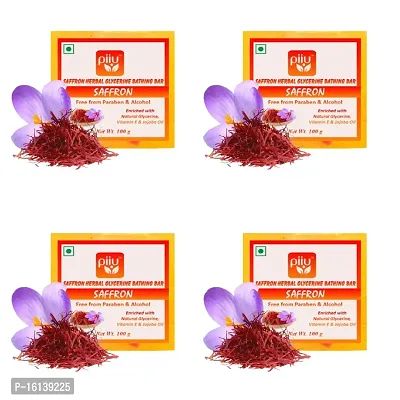 Piiu Beauty Gift Hamper |nbsp;Luxury Beauty Bath Soap Combo Pack |nbsp;Saffron Bathing Bar |nbsp;Suitable For All Skin Types, Each 100g (Pack of 4)-thumb0