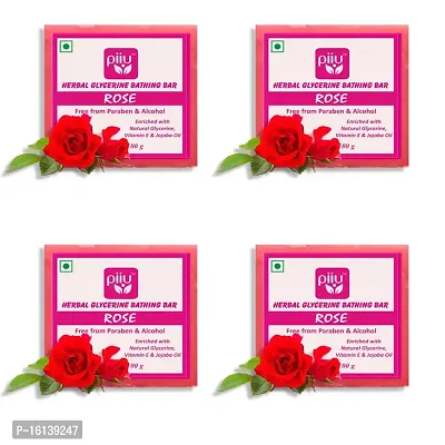 Piiu Beauty Gift Hamper |nbsp;Luxury Beauty Bath Soap Combo Pack |nbsp;Rose Bathing Bar |nbsp;Suitable For All Skin Types, Each 100g (Pack of 4)-thumb0