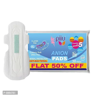 Piiu Cotton Soft Rash Free Ultra Thin Anion Sanitary Pads XL (290mm) Pack of 30 Pads
