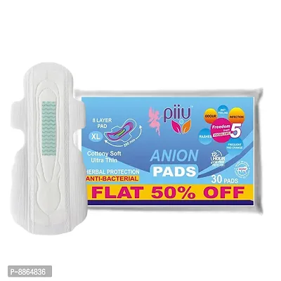 Piiu Cotton Soft Rash Free Ultra Thin Anion Sanitary Pads XL (290mm) 30 Pads (Pack of 2)-thumb3