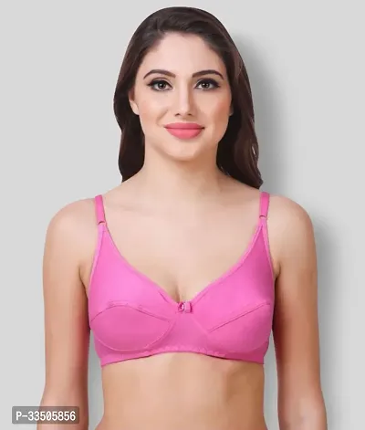 Stylish Pink Cotton Solid Bras For Women-thumb0