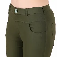 Abhi Ansh Fashion Women's Solid Cotton Lycra Jegging  Stretchable Slim Fit Olive-thumb4