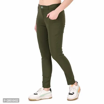 Abhi Ansh Fashion Women's Solid Cotton Lycra Jegging  Stretchable Slim Fit Olive-thumb4