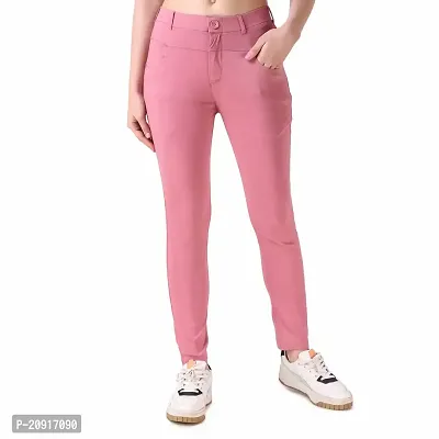 Abhi Ansh Fashion Women's Solid Cotton Lycra Jegging  Stretchable Slim Fit Pink