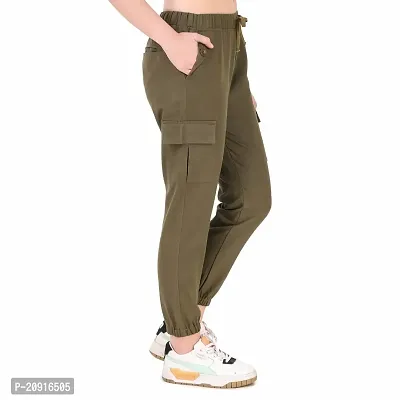 Abhi Ansh Fashion Women's Solid Cotton Lycra Stretchable Slim Fit Jogger-thumb3