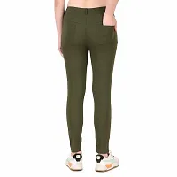 Abhi Ansh Fashion Women's Solid Cotton Lycra Jegging  Stretchable Slim Fit Olive-thumb1