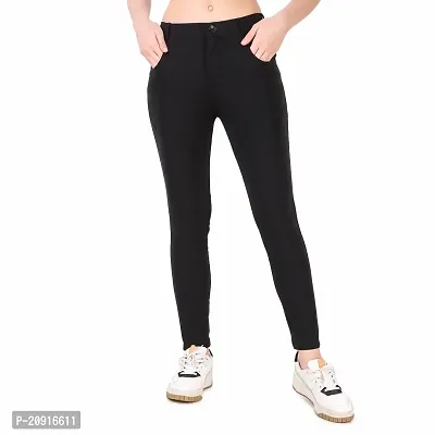 Abhi Ansh Fashion Women's Solid Cotton Lycra Jegging  Stretchable Slim Black