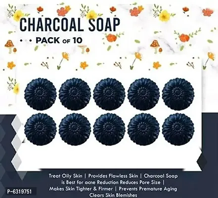Handmade Organic Activated Charcoal Soap Pack of 10 (100g each Soap)