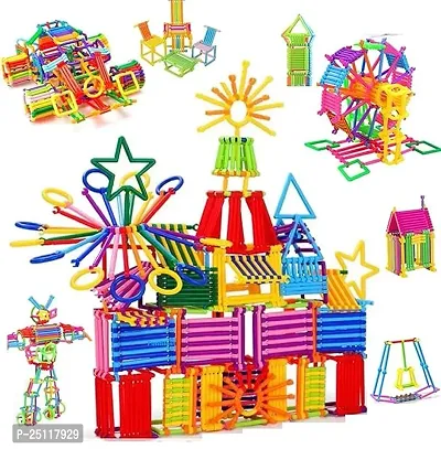 Assembly Colorful Stick Toys Assembly Colorful Straw Educational Building Smart City Blocks for Kids Hand-Eye Coordination | Ages 3+ Yrs-thumb0