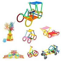 Assembly Colorful Stick Toys Assembly Colorful Straw Educational Building Smart City Blocks for Kids Hand-Eye Coordination | Ages 3+ Yrs-thumb1