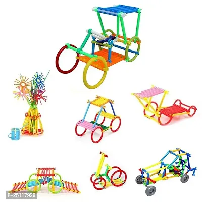 Assembly Colorful Stick Toys Assembly Colorful Straw Educational Building Smart City Blocks for Kids Hand-Eye Coordination | Ages 3+ Yrs-thumb2