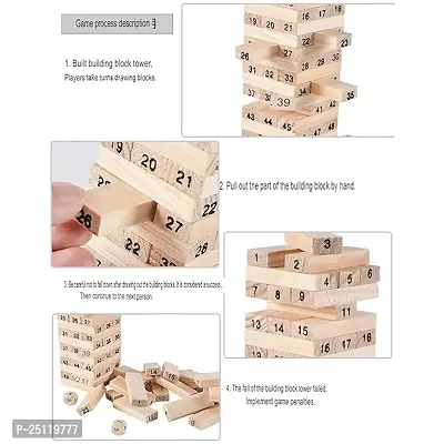 Mobclixsreg;  Wooden Building Blocks Puzzle 48 Pieces Challenging 4pcs Dice Wooden Blocks Stacking Game Maths, Tumbling Tower 48 pieces with 4 Dices Game for Adults  Kids-thumb4