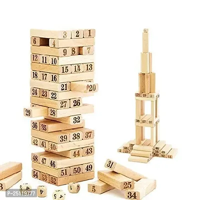 Mobclixsreg;  Wooden Building Blocks Puzzle 48 Pieces Challenging 4pcs Dice Wooden Blocks Stacking Game Maths, Tumbling Tower 48 pieces with 4 Dices Game for Adults  Kids-thumb3