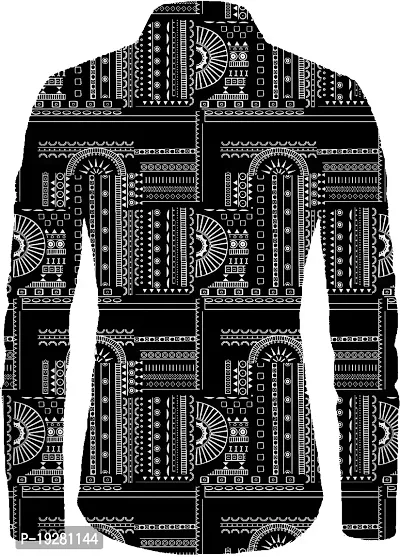 AahanA - Daily Wear, BollyWood Style, Digital Printed, Polycotton, Unstitched, Shirts Fabric For Men (BLACK) (PACK OF 1)-thumb2