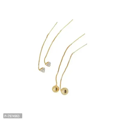 Bhavyaj Copper Gold Plated Sui Dhaga Earring Ear Thread Ear Ring For Women and Girl