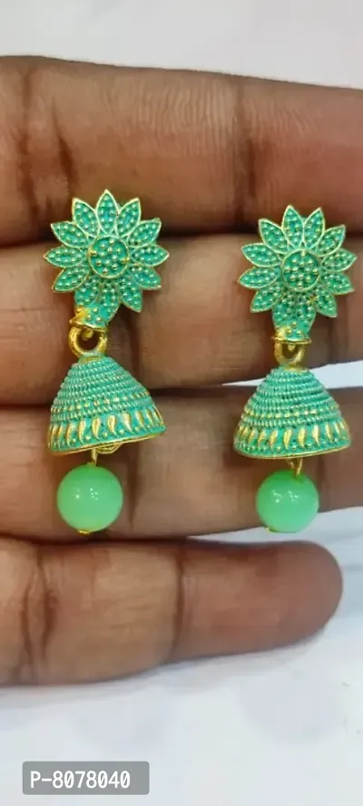 Meenakari Fancy Jhumka Jhumki Small Jhumke Moti Tops Hanging Earring Bell Design Earrings  Studs Party and Wedding Wear Ear Rings for Women and Girls-thumb0