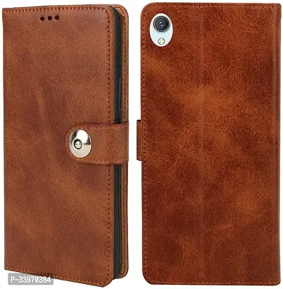 COVERBLACK Shock Proof Artificial Leather Flip Cover for Vivo Y93 - Brown-thumb3