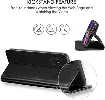 COVERBLACK Dual Protection Artificial Leather Rubber Flip Cover for Realme 11x 5G - Venom Black-thumb4