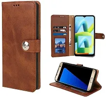 COVERBLACK Dual Protection Artificial Leather Rubber Flip Cover for REDMI 12 4G - Executive Brown-thumb1