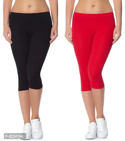 Buy online Pack Of 2 Solid Leggings Capri from Capris & Leggings