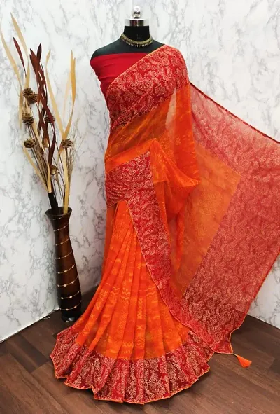 Women Georgette Saree with Blouse piece