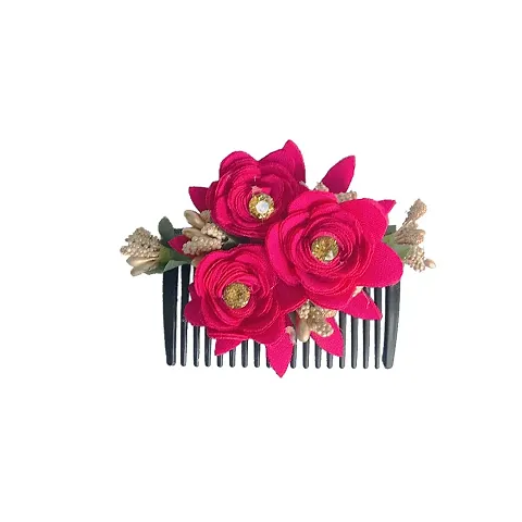 VinshBond Fancy Flower Hair Comb For Woman Girls Hair Accessories for Women in (Pack 01)