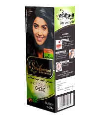 Sanjeevani Natural Hair Colour Creme | No Ammonia | Long-lasting Colour For Men and Womem Smoothness  Shine | Natural Color 50ml + 60ml (Pack of 1, Black)-thumb1